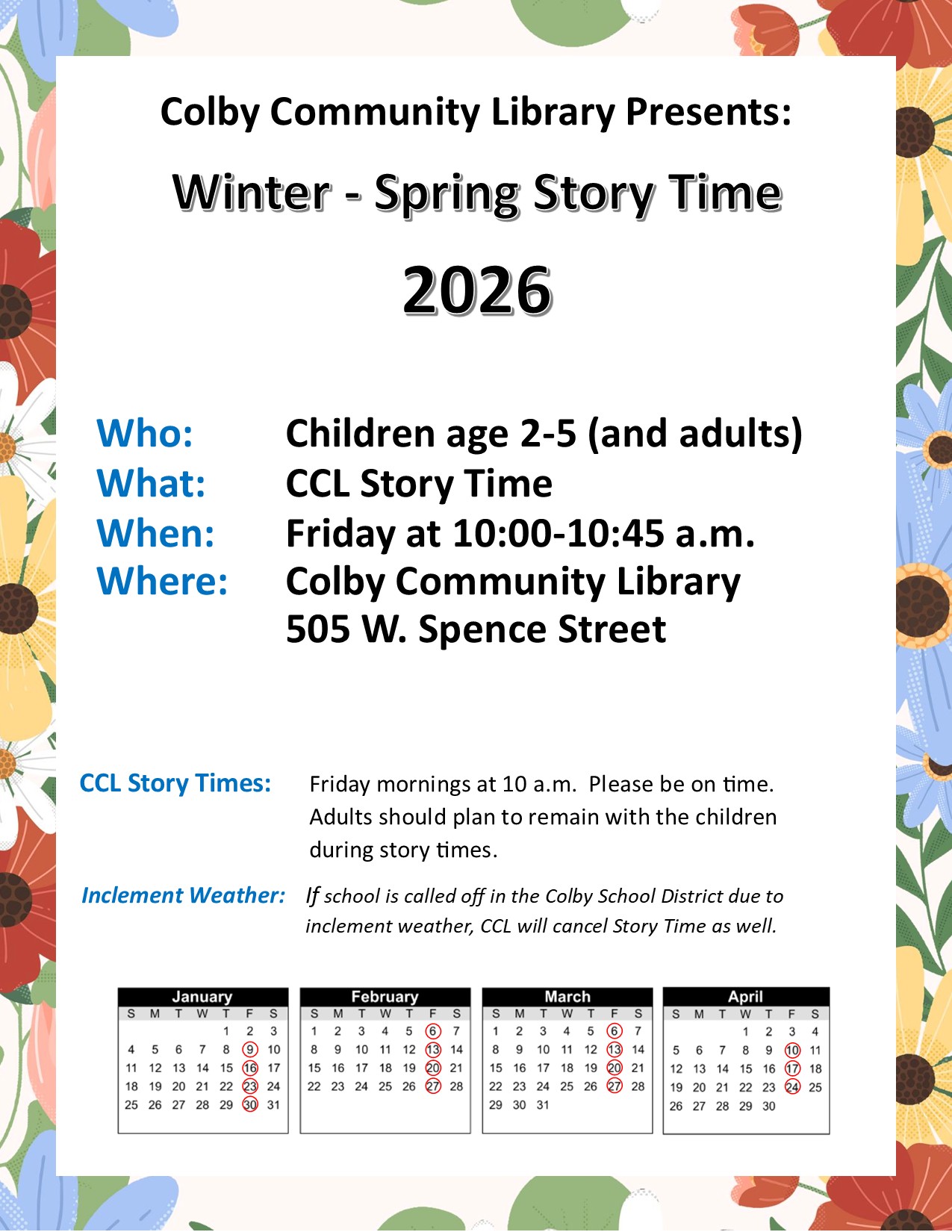 Colby Story time Fridays